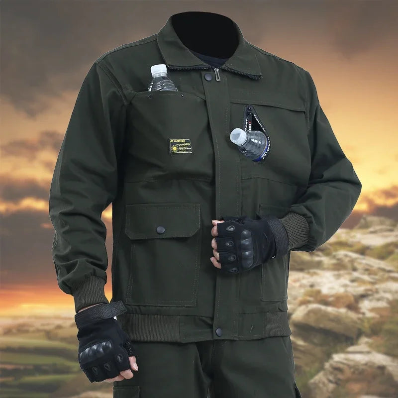Men's workwear set, spring and autumn cotton protective clothing, welding suit, anti-scald and wear-resistant construction site