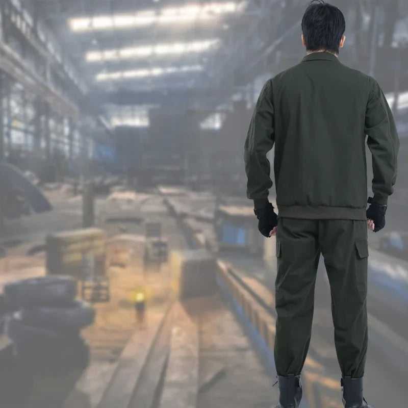 Men's workwear set, spring and autumn cotton protective clothing, welding suit, anti-scald and wear-resistant construction site